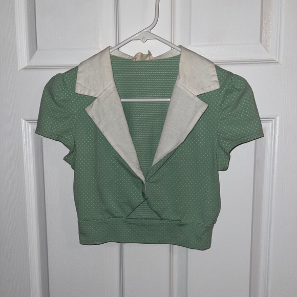 Pins & Needles mint white cut out crop top - Picture 1 of 5